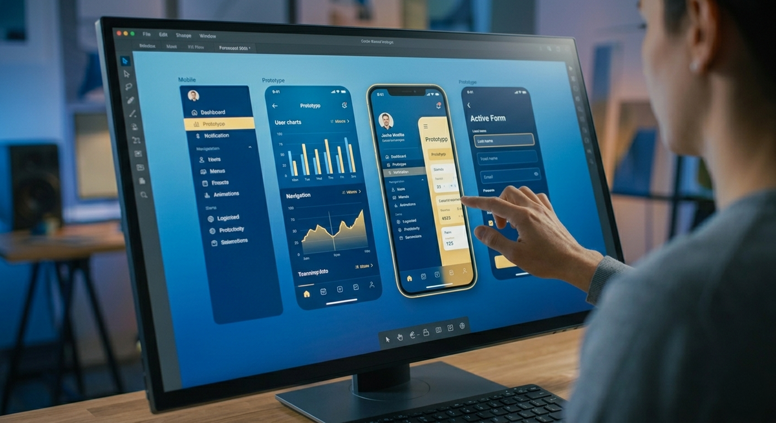 UI UX design prototype dashboard mobile app design Figma wireframe user interface design workflow