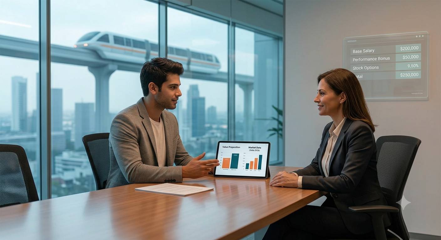 UI/UX designer discussing salary with HR