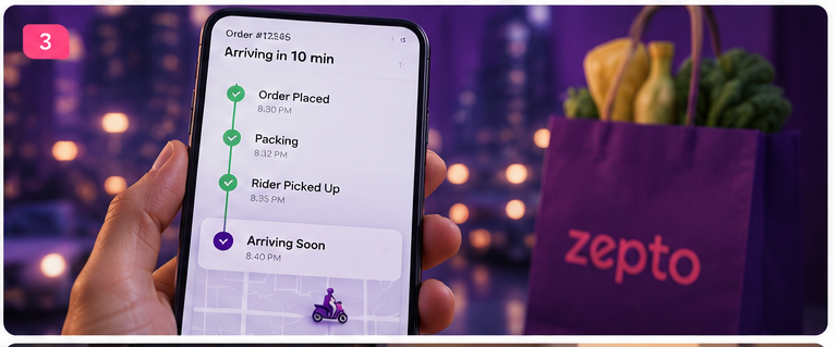 Simple quick commerce interface reducing decision-making for grocery shopping